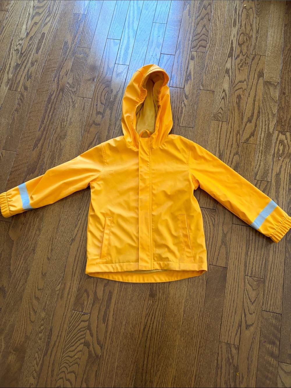 Cat & Jack Bright Yellow Hooded Raincoat with Reflective Trim